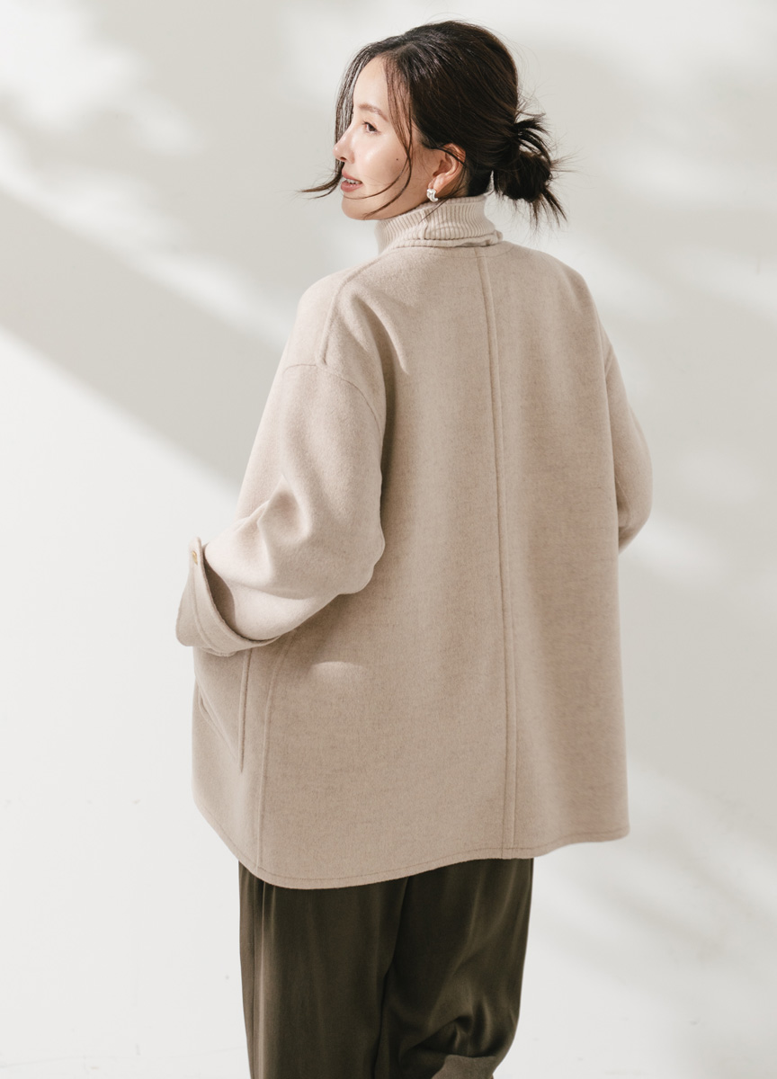 中長款羊毛混紡大衣外套      